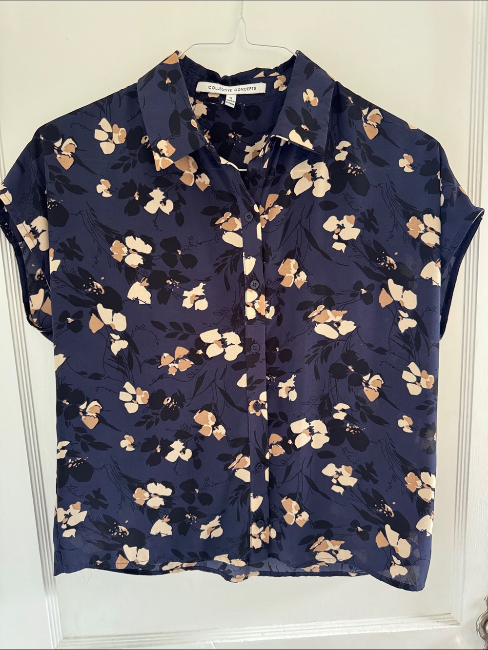 Collective Concepts Navy Floral Short Sleeve Button-Up Shirt